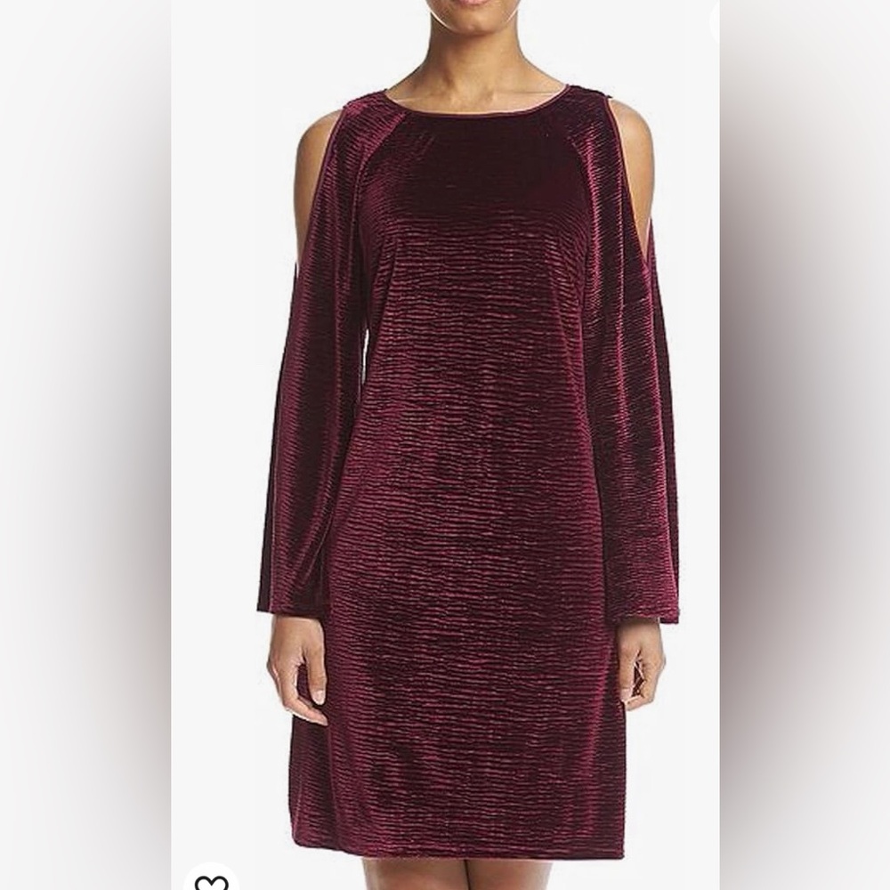 NEW Adrianna Pappell Evening Purple Velvet Dress Peekaboo Long Sleeves Sz 8